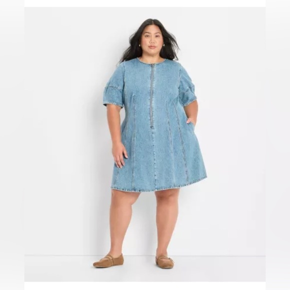 NWT: Future Collective Corset Denim Mini A-line Dress - Picture 3 of 8